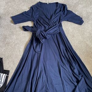 Motherhood Maternity Blue Wrap Midi Dress V-Neck